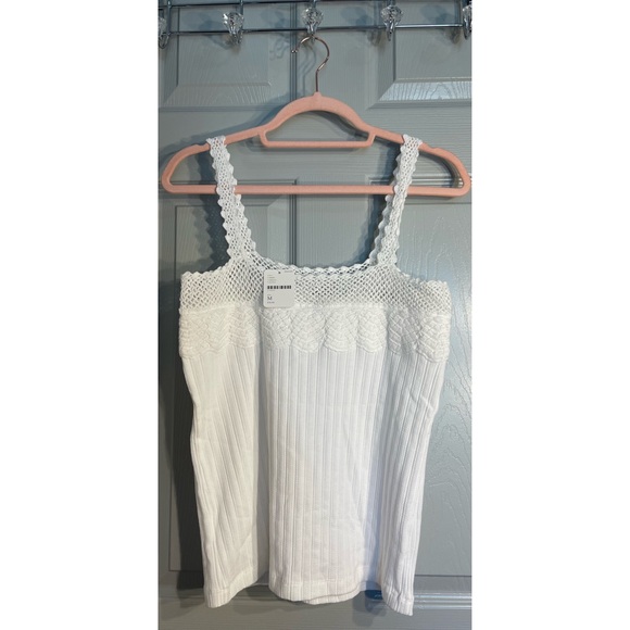 Free People Bright White Embroidered Tank Top NWT Size Medium - Picture 5 of 11